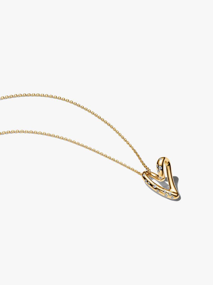Collana Pandora - Cuore Linea Sinuosa con Pietre Luminose