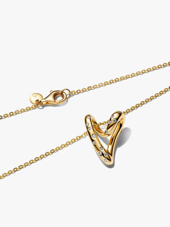 Collana Pandora - Cuore Linea Sinuosa con Pietre Luminose
