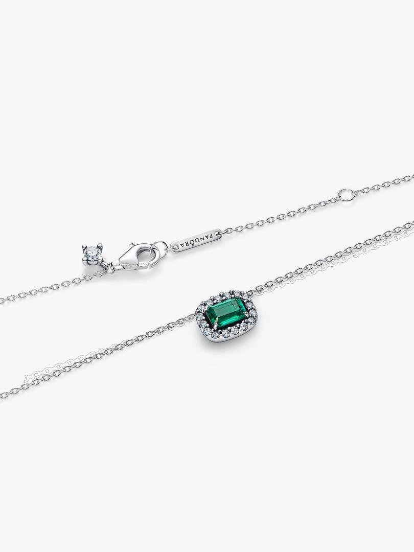 Collana Pandora - Punto Luce Rettangolo Verde