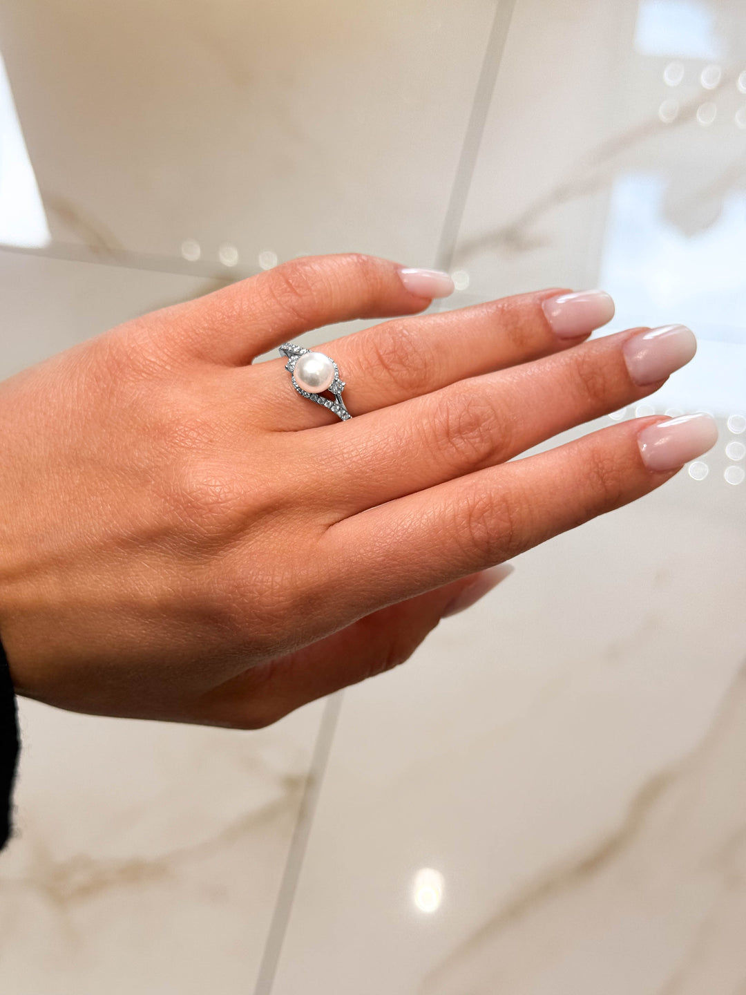 Anello Crivelli - Valentin in Oro Bianco con Perla e Diamanti