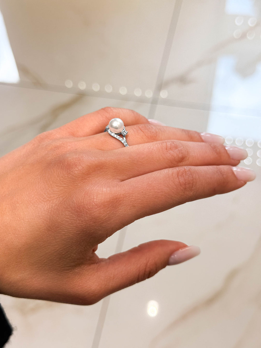 Anello Crivelli - Valentin in Oro Bianco con Perla e Diamanti