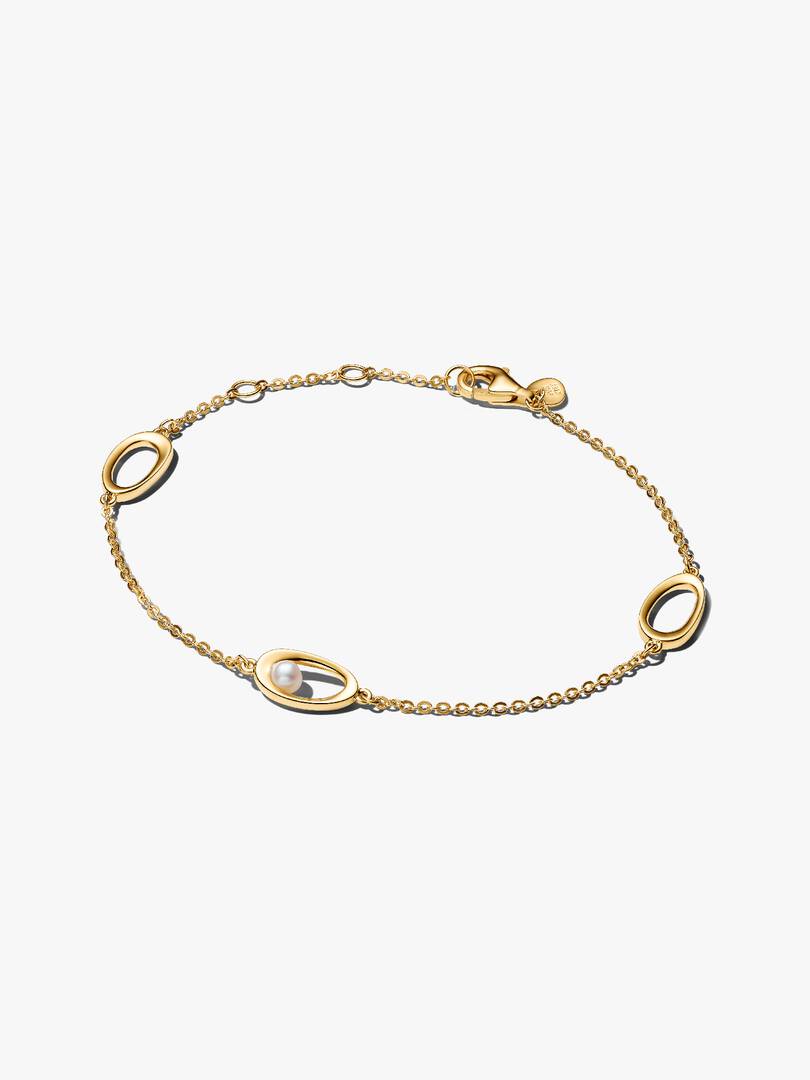 Bracciale Pandora - Ovali Linea Sinuosa e Perla D'Acqua Dolce Coltivata