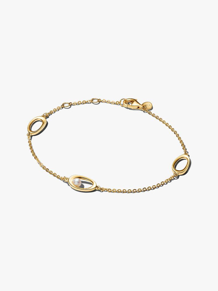 Bracciale Pandora - Ovali Linea Sinuosa e Perla D'Acqua Dolce Coltivata