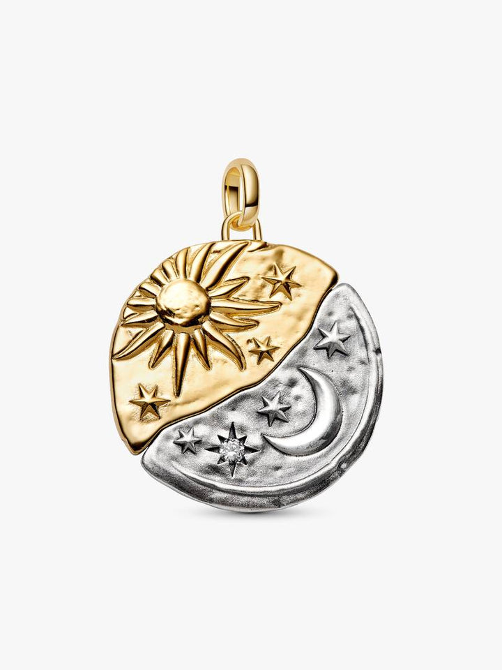 Charm Pandora - Medallion XL Sole e Luna "Per Aspera Ad Astra"