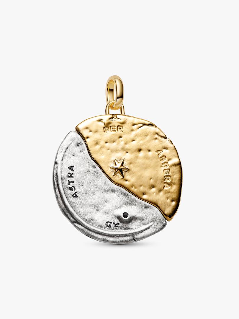 Charm Pandora - Medallion XL Sole e Luna "Per Aspera Ad Astra"