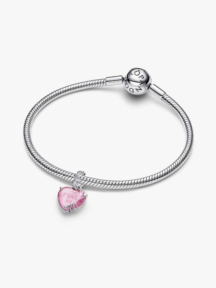 Charm Pandora - Pendente Cuore Rosa Ti Voglio Bene Mamma
