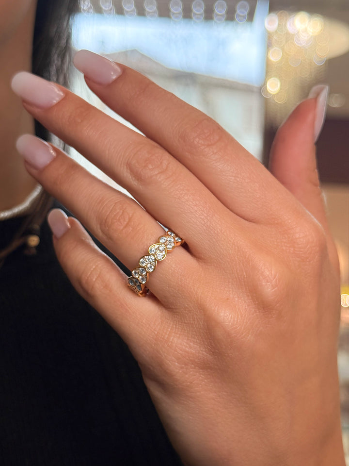 Anello Crivelli - Fantasia Cuori Pavé in Oro Rosa
