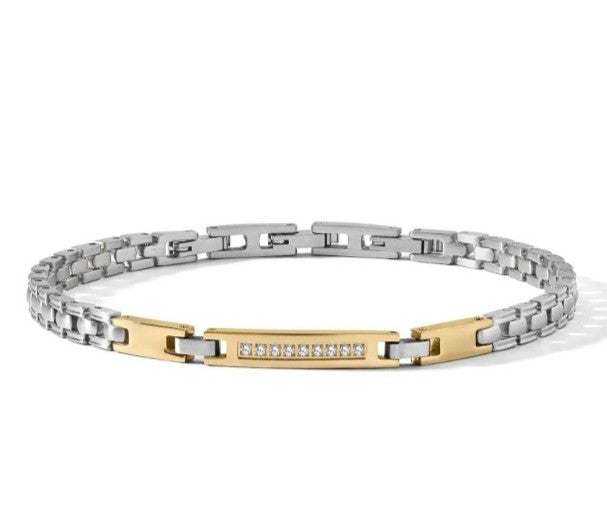 Bracciale Comete - Acciaio con Pvd Giallo e Diamanti