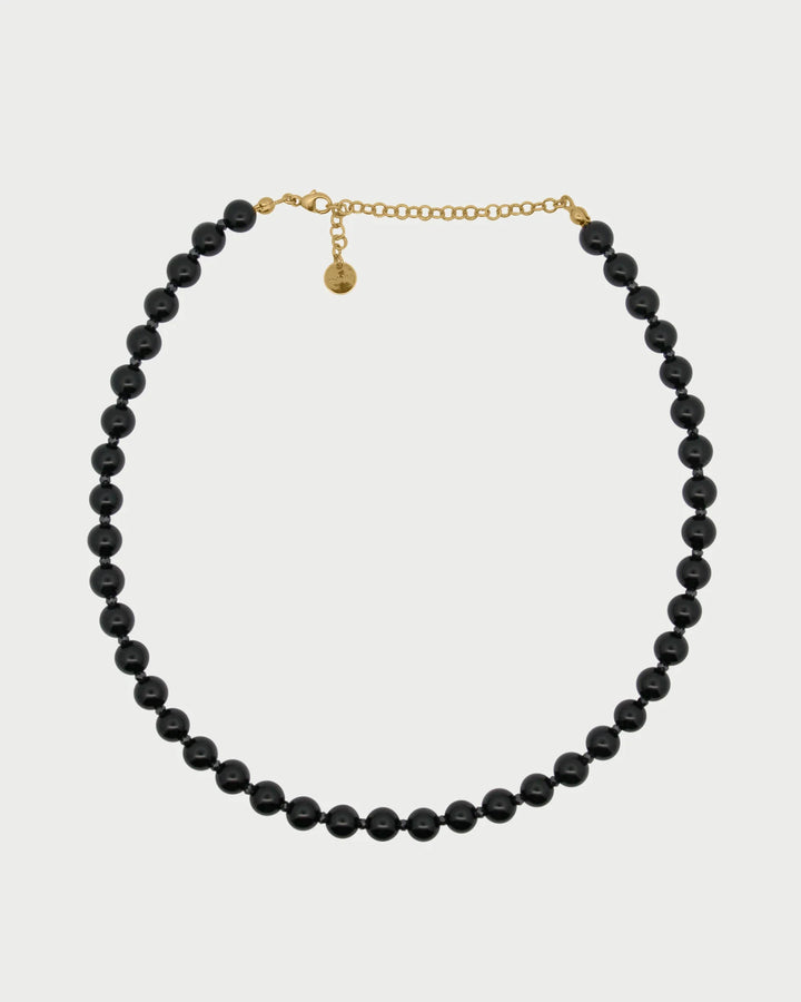 Girocollo Rue Des Mille - base agata nera e zirconi milky
