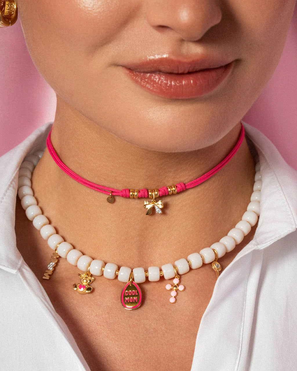 Charm Rue Des Mille - Croce Pallini Smalto Rosa