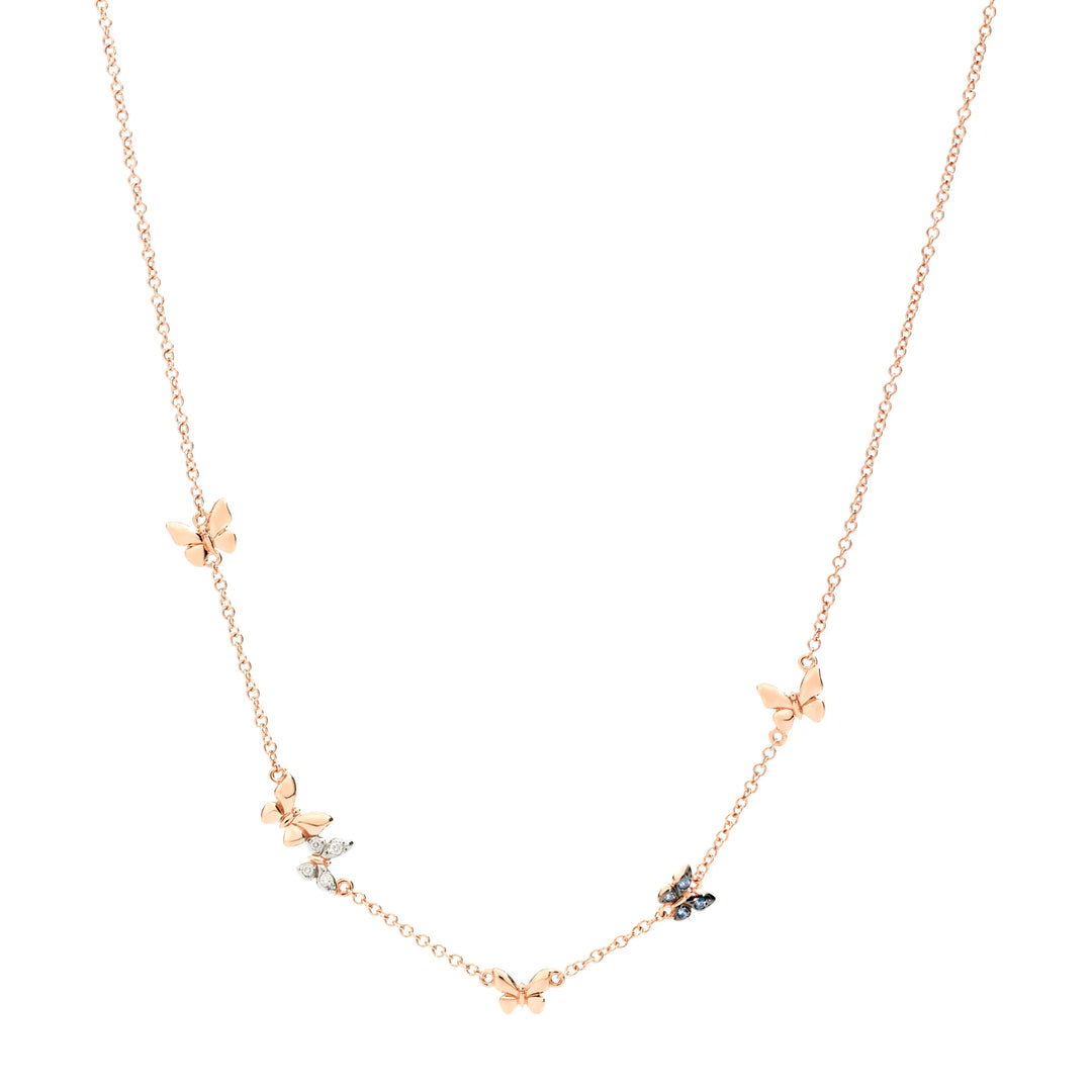 Collana DoDo - Farfalla oro rosa diamanti & zaffiri
