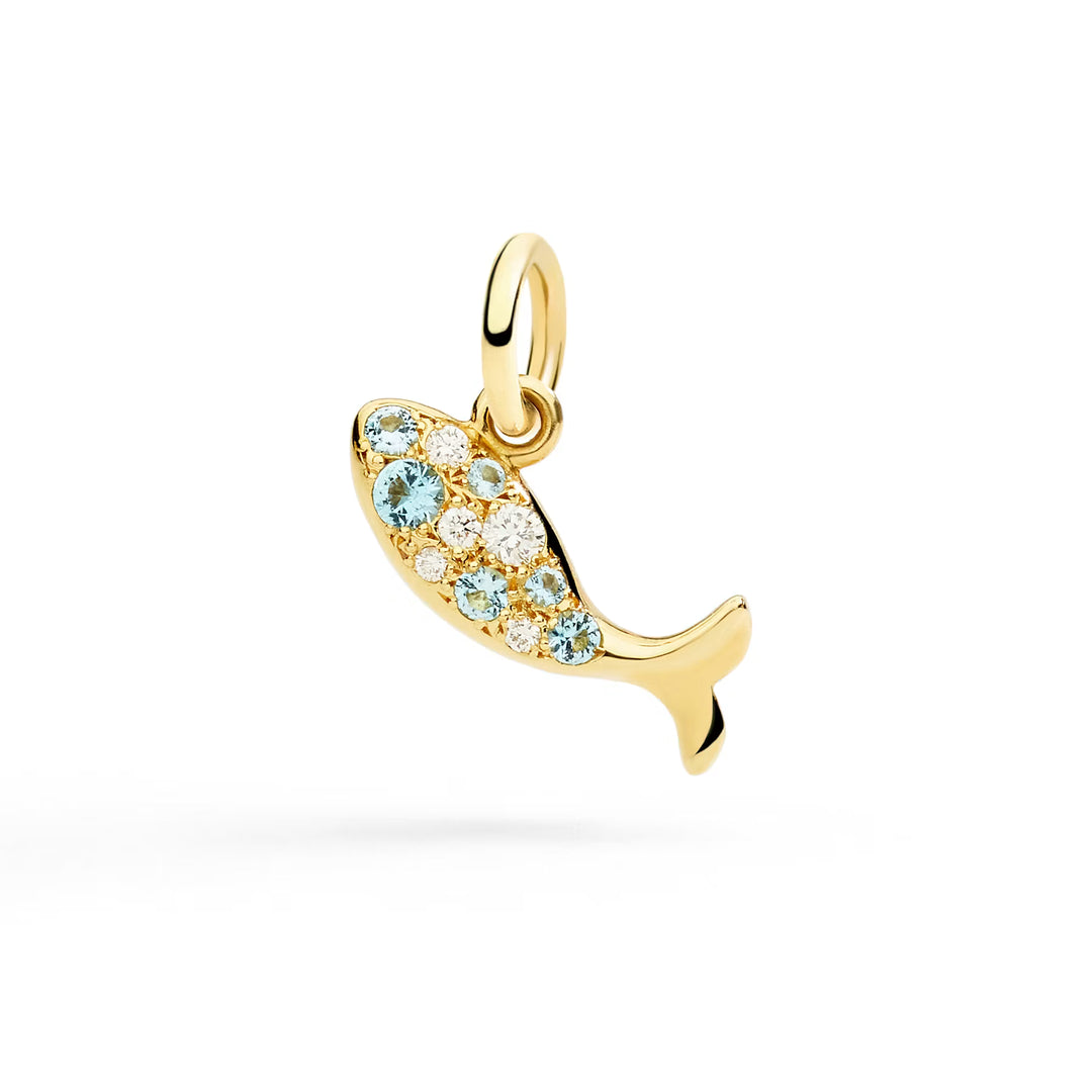 Ciondolo DoDo - Pesce Oro Giallo, Topazi & Diamanti