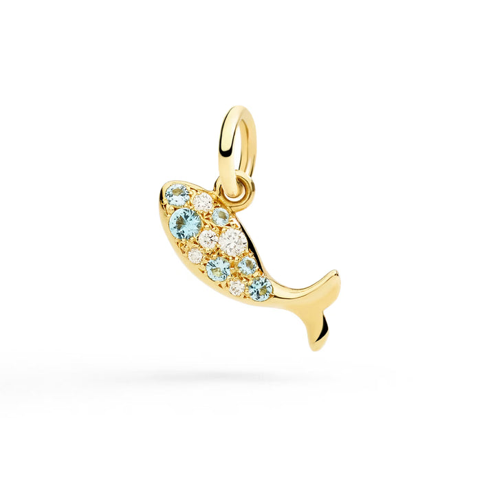 Ciondolo DoDo - Pesce Oro Giallo, Topazi & Diamanti