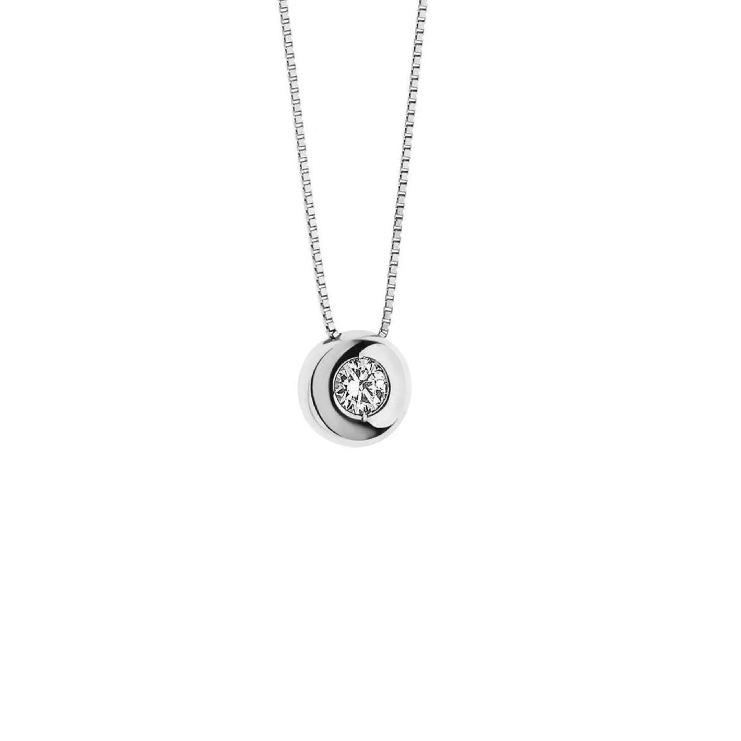 Girocollo Comete - Punto Luce in Oro Bianco e Diamante 0,03 ct.