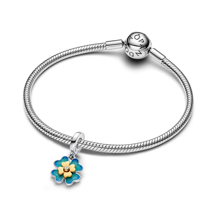 Charm Pendente Quadrifoglio Girevole - con diamante creato in laboratorio
