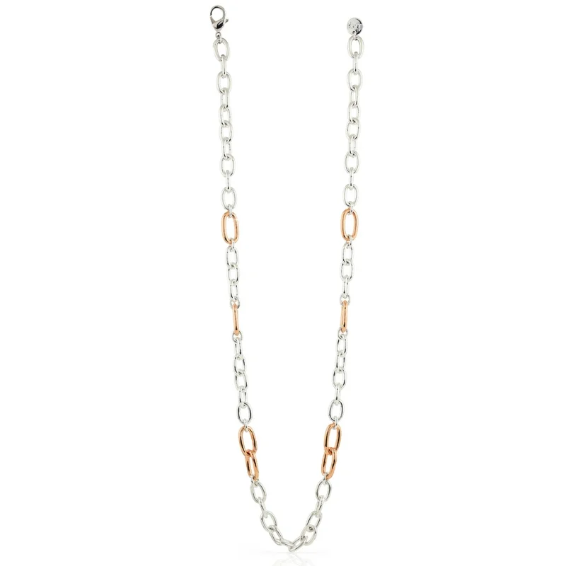 Collana Unoaerre - Lunga a maglia ovale bicolore