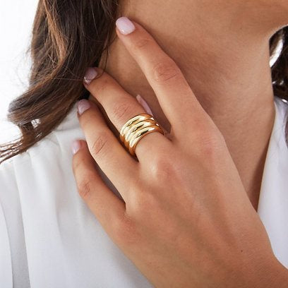 Anello Unoaerre - Aperto in bronzo con galvanica in oro giallo