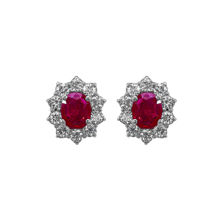 Orecchini Crivelli - "Kate" con Rubino 1,28 ct. e contorno di Diamanti in Oro Bianco