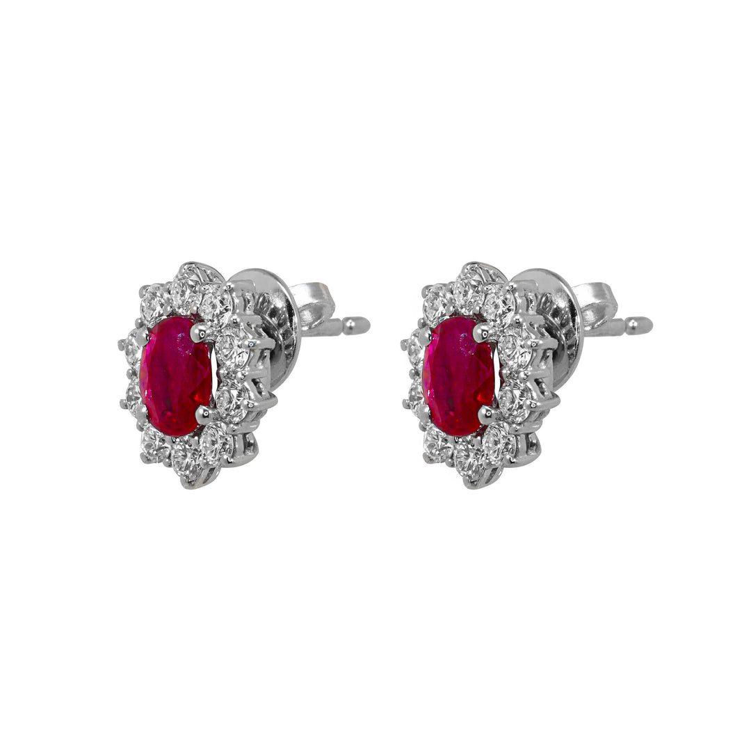 Orecchini Crivelli - "Kate" con Rubino 1,28 ct. e contorno di Diamanti in Oro Bianco