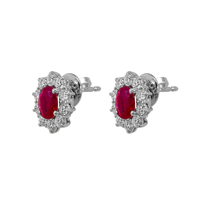 Orecchini Crivelli - "Kate" con Rubino 1,28 ct. e contorno di Diamanti in Oro Bianco