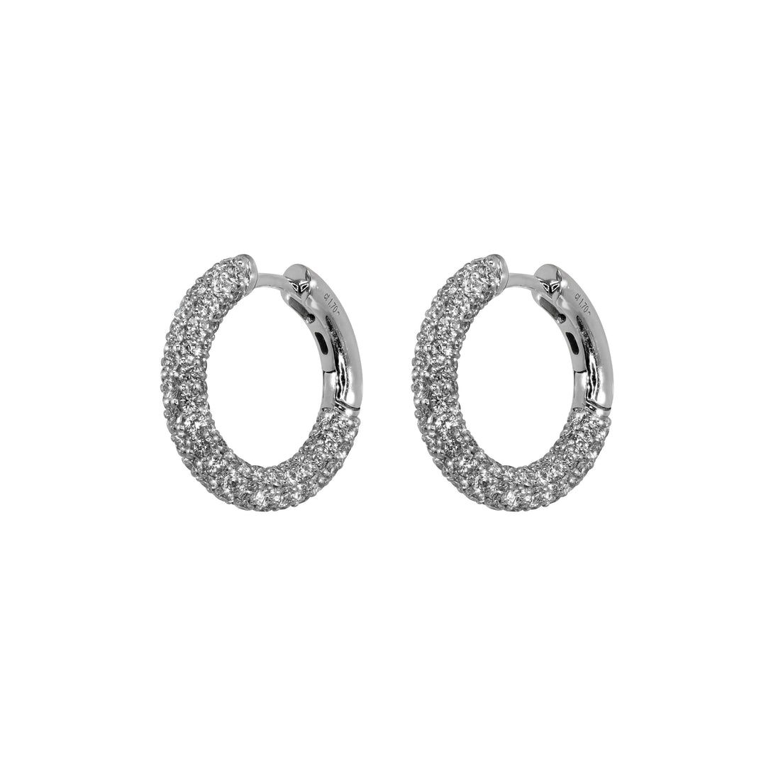 Orecchini Crivelli - Cerchietti in Oro Bianco con Pavè di Diamanti 1,70 ct.