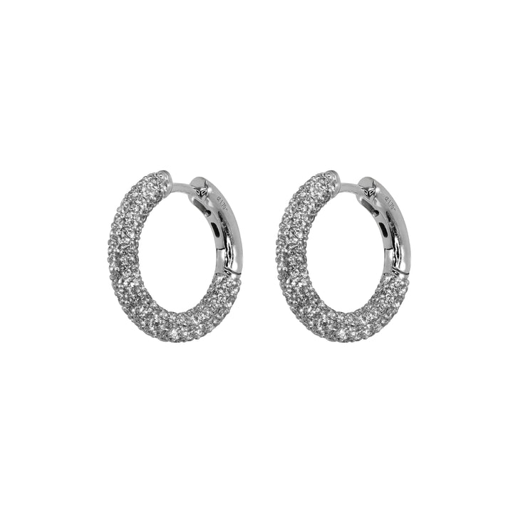 Orecchini Crivelli - Cerchietti in Oro Bianco con Pavè di Diamanti 1,70 ct.