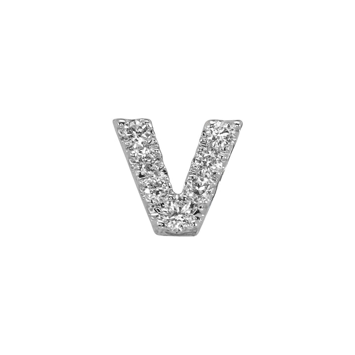 Mono Orecchino Crivelli - Lettera "V" in Oro Bianco con Diamanti