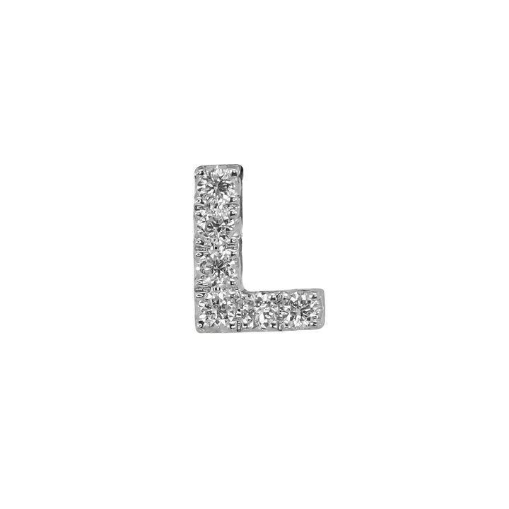 Mono Orecchino Crivelli - Lettera "L" in Oro Bianco con Diamanti