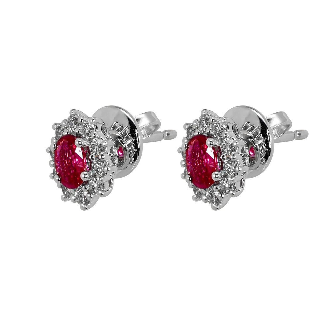 Orecchini Crivelli - "Kate" con Rubino 0,56 ct. e contorno di Diamanti in Oro Bianco