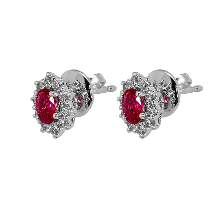 Orecchini Crivelli - "Kate" con Rubino 0,56 ct. e contorno di Diamanti in Oro Bianco
