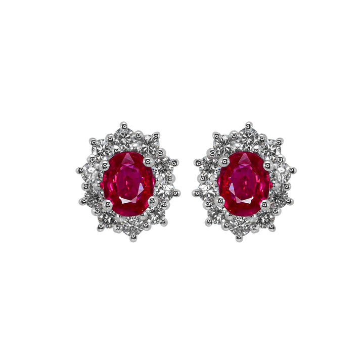 Orecchini Crivelli - "Kate" con Rubino 0,56 ct. e contorno di Diamanti in Oro Bianco