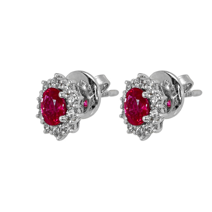 Orecchini Crivelli - "Kate" con Rubino 0,90 ct. e contorno di Diamanti in Oro Bianco