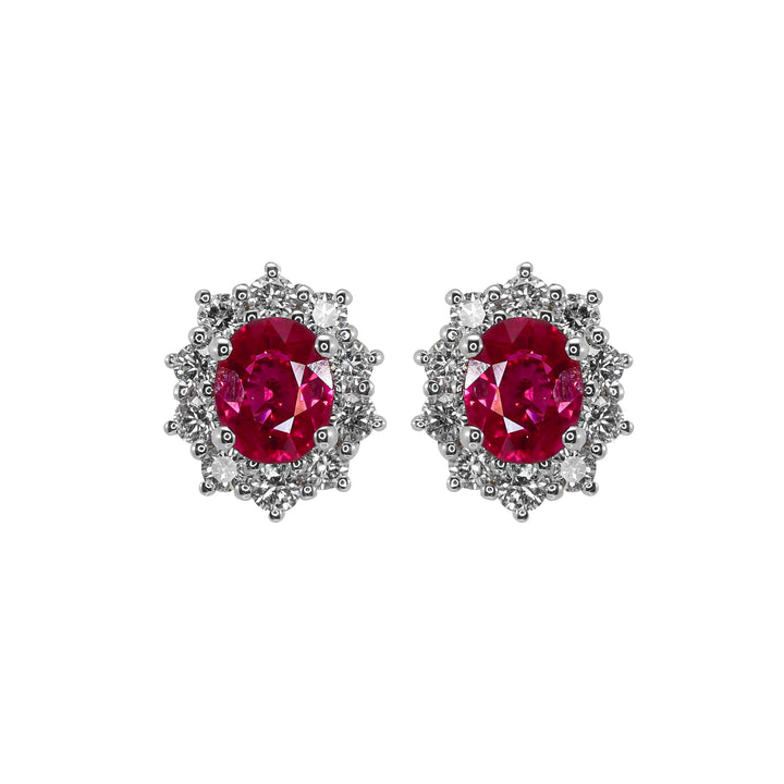 Orecchini Crivelli - "Kate" con Rubino 0,90 ct. e contorno di Diamanti in Oro Bianco
