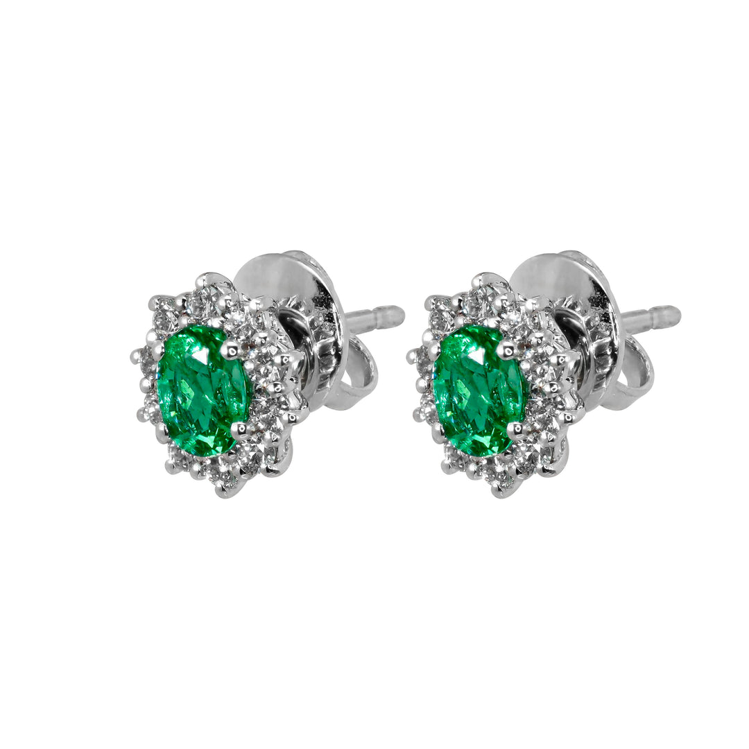 Orecchini Crivelli - "Kate" con Smeraldo 0,63 ct. e contorno di Diamanti in Oro Bianco