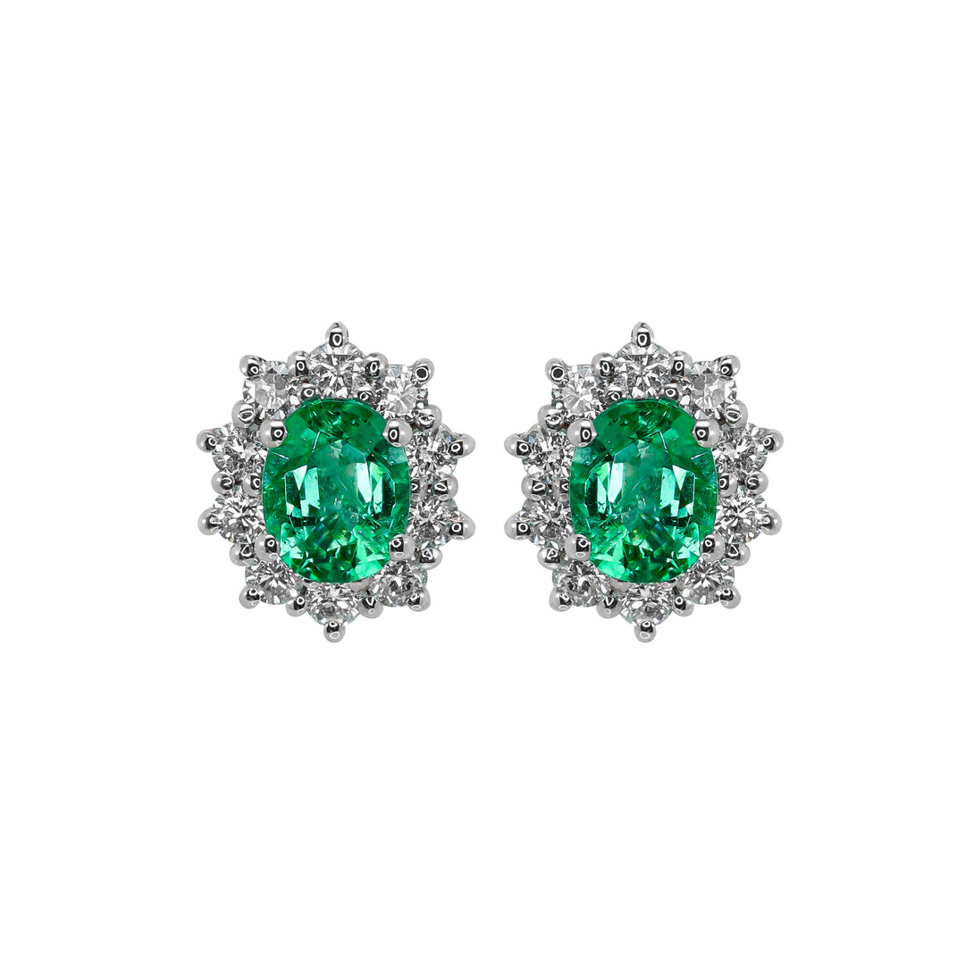 Orecchini Crivelli - "Kate" con Smeraldo 0,63 ct. e contorno di Diamanti in Oro Bianco