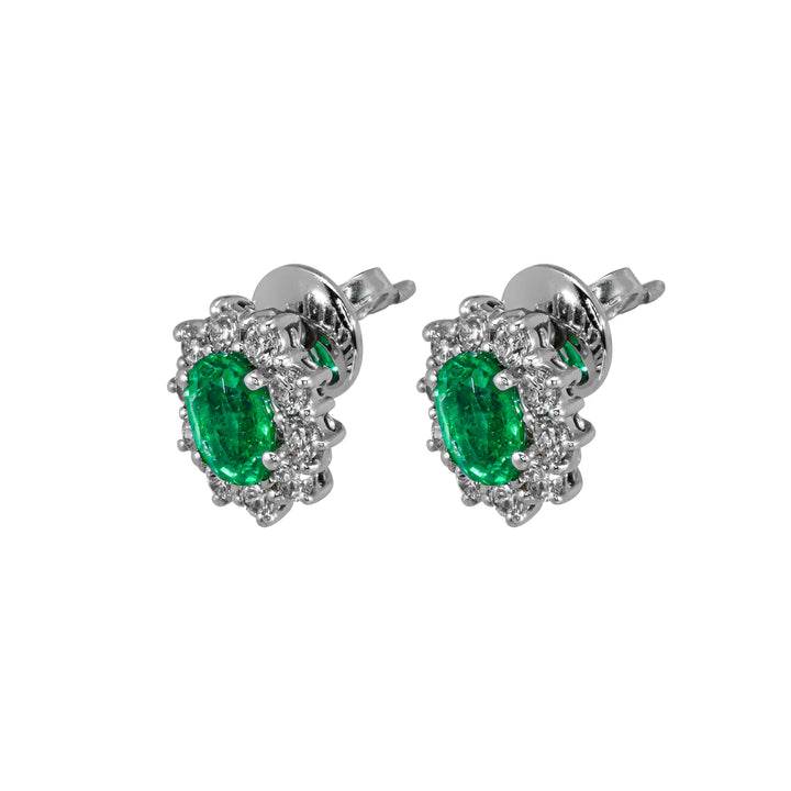 Orecchini Crivelli - "Kate" con Smeraldo 1,15 ct. e contorno di Diamanti in Oro Bianco