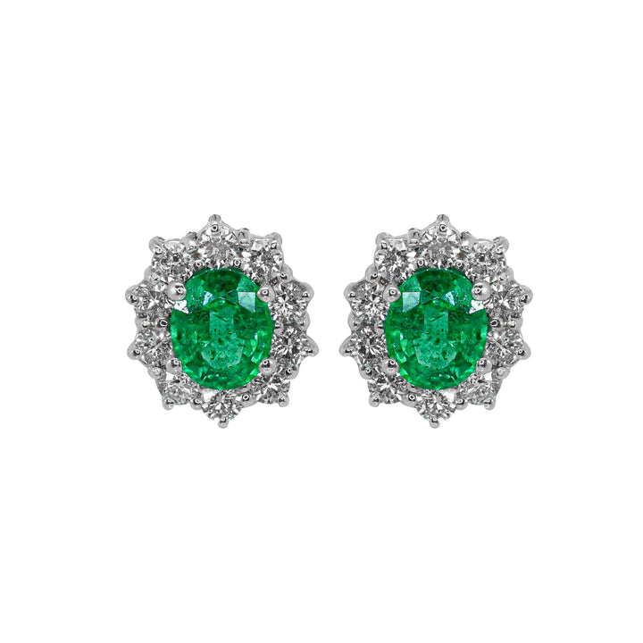Orecchini Crivelli - "Kate" con Smeraldo 1,15 ct. e contorno di Diamanti in Oro Bianco