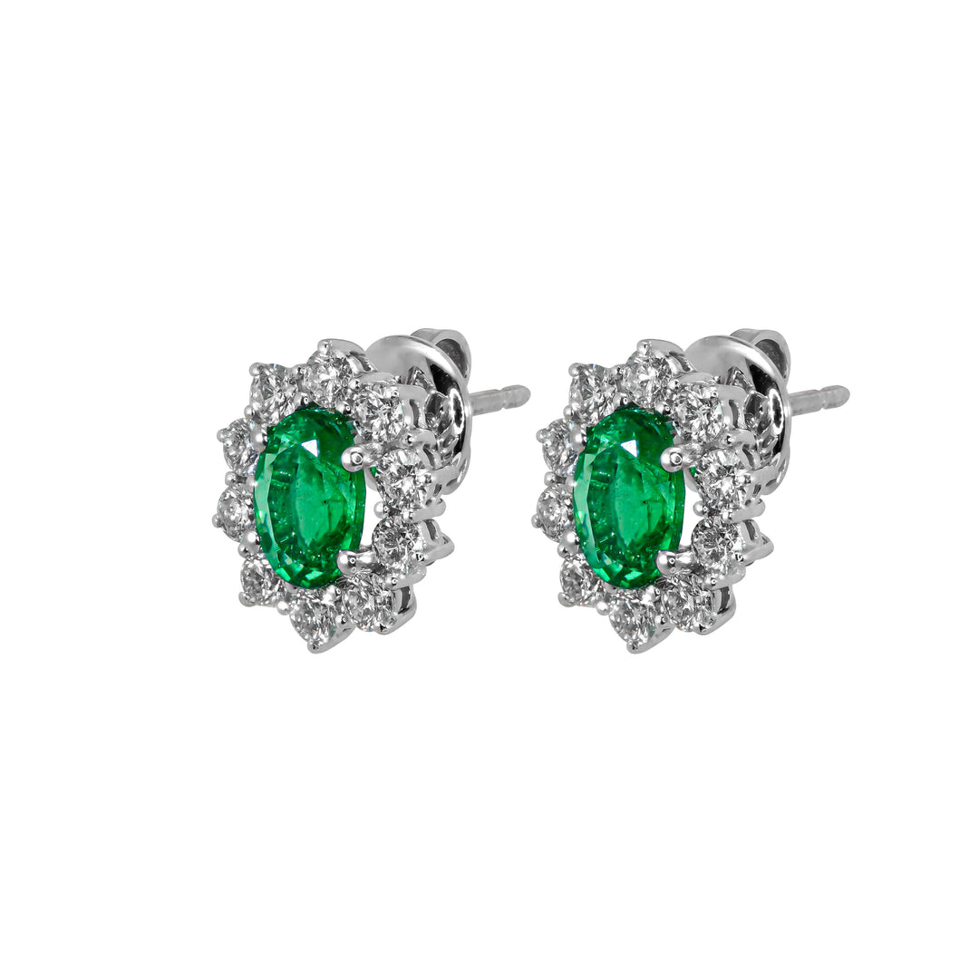 Orecchini Crivelli - "Kate" con Smeraldo 1,55 ct. e contorno di Diamanti in Oro Bianco
