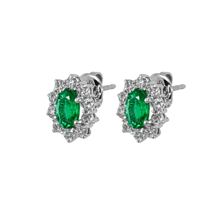 Orecchini Crivelli - "Kate" con Smeraldo 1,55 ct. e contorno di Diamanti in Oro Bianco