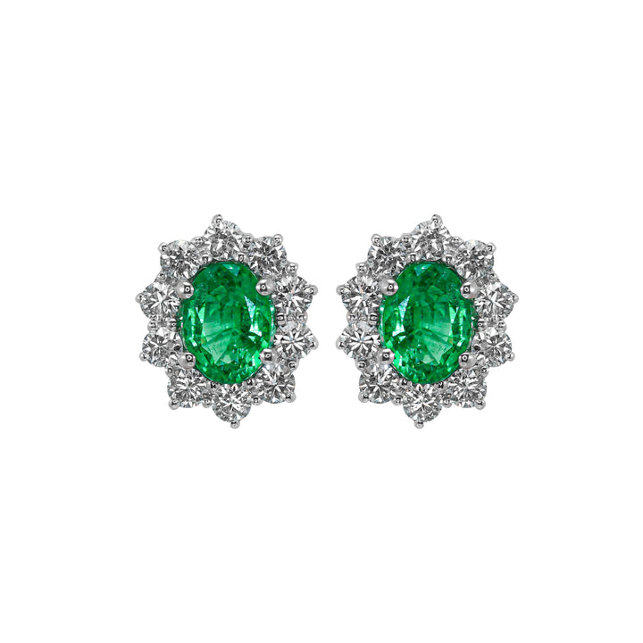 Orecchini Crivelli - "Kate" con Smeraldo 1,55 ct. e contorno di Diamanti in Oro Bianco