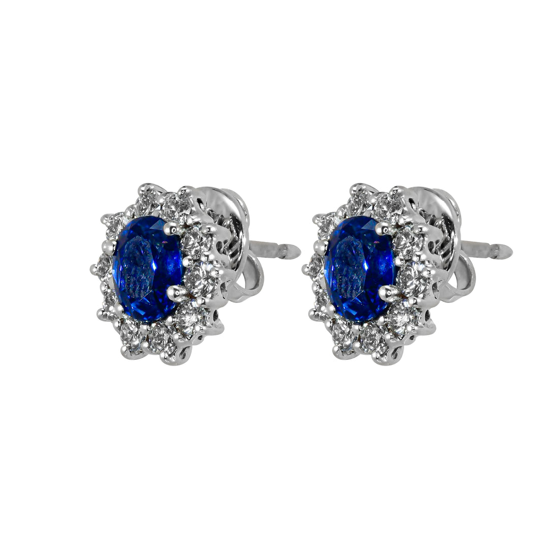 Orecchini Crivelli - "Kate" con Zaffiro 1,61 ct. e contorno di Diamanti in Oro Bianco