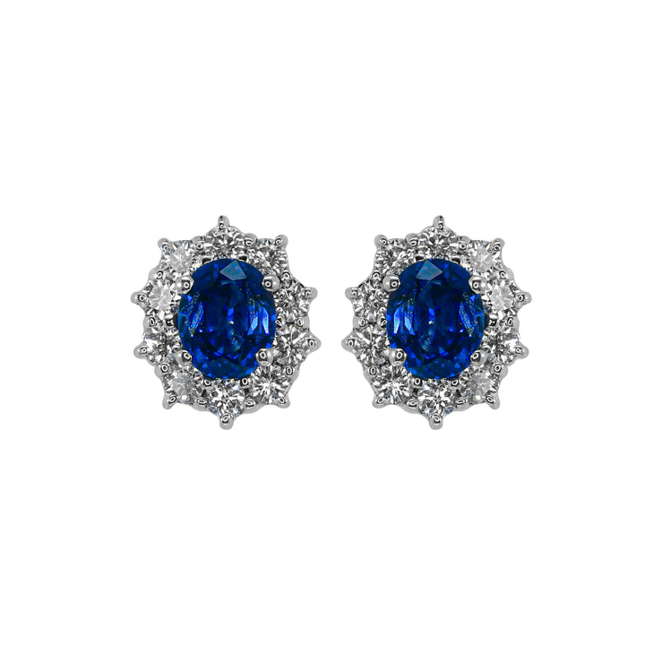 Orecchini Crivelli - "Kate" con Zaffiro 1,61 ct. e contorno di Diamanti in Oro Bianco