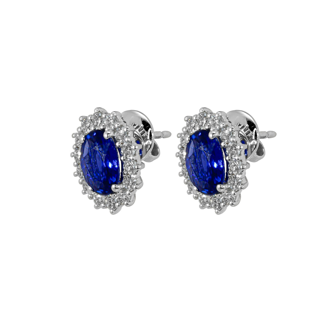 Orecchini Crivelli - "Kate" con Zaffiro 2,67 ct. e contorno di Diamanti in Oro Bianco