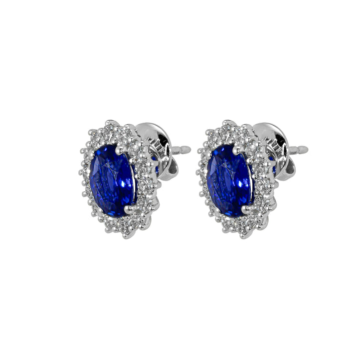 Orecchini Crivelli - "Kate" con Zaffiro 2,67 ct. e contorno di Diamanti in Oro Bianco
