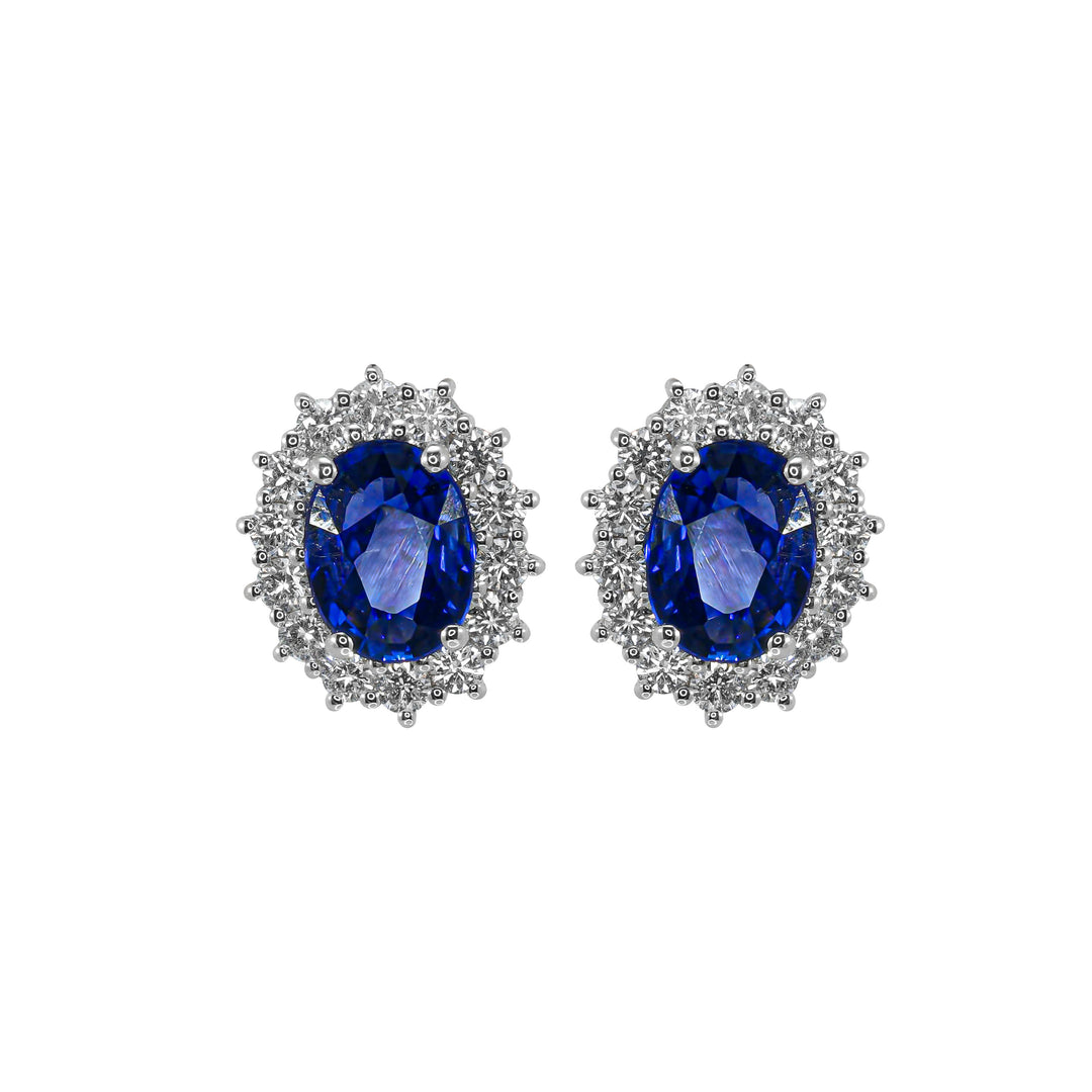 Orecchini Crivelli - "Kate" con Zaffiro 2,67 ct. e contorno di Diamanti in Oro Bianco
