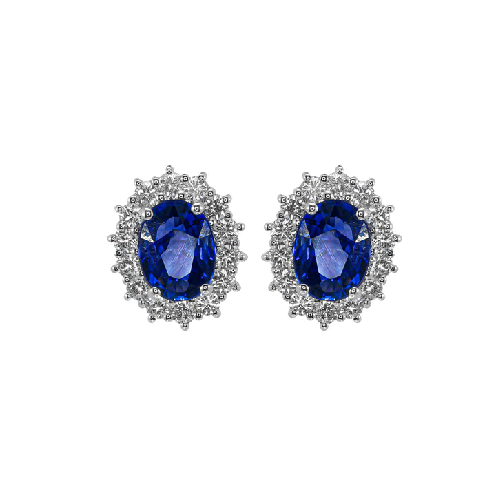 Orecchini Crivelli - "Kate" con Zaffiro 2,67 ct. e contorno di Diamanti in Oro Bianco