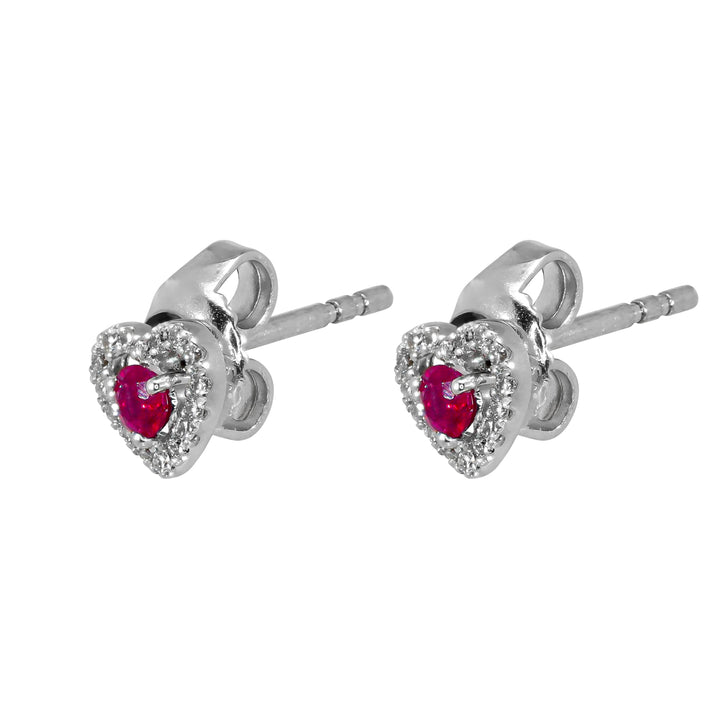 Orecchini Crivelli - Cuori con Rubino in Oro Bianco e Diamanti
