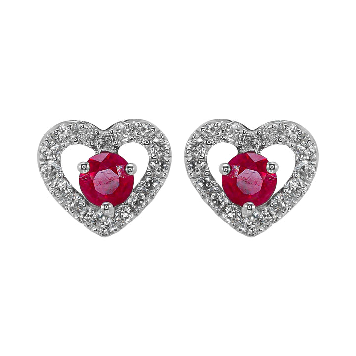 Orecchini Crivelli - Cuori con Rubino in Oro Bianco e Diamanti