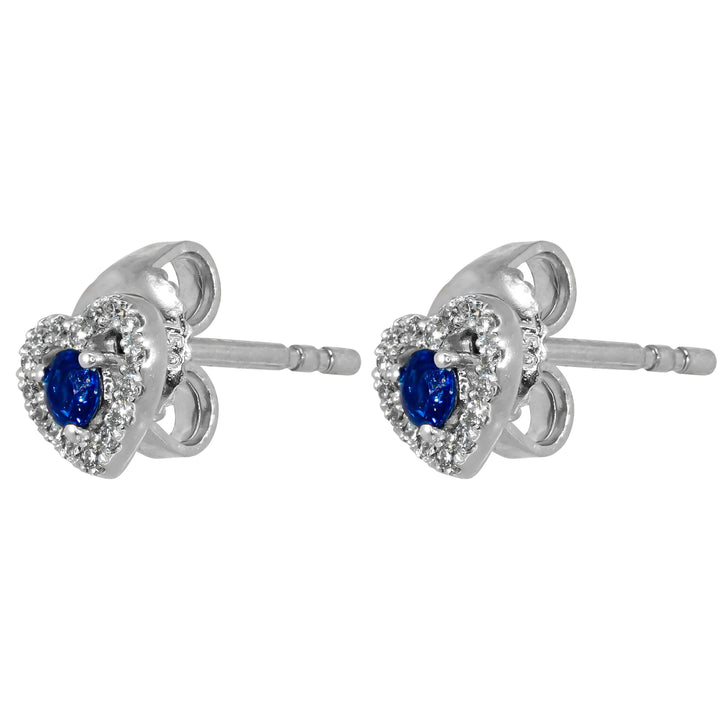 Orecchini Crivelli - Cuori con Zaffiro contornato da Diamanti