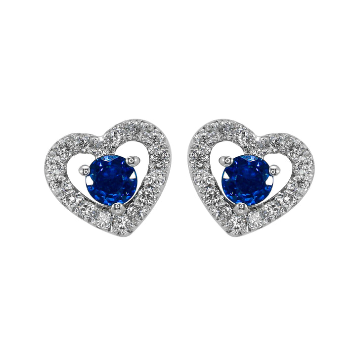 Orecchini Crivelli - Cuori con Zaffiro contornato da Diamanti